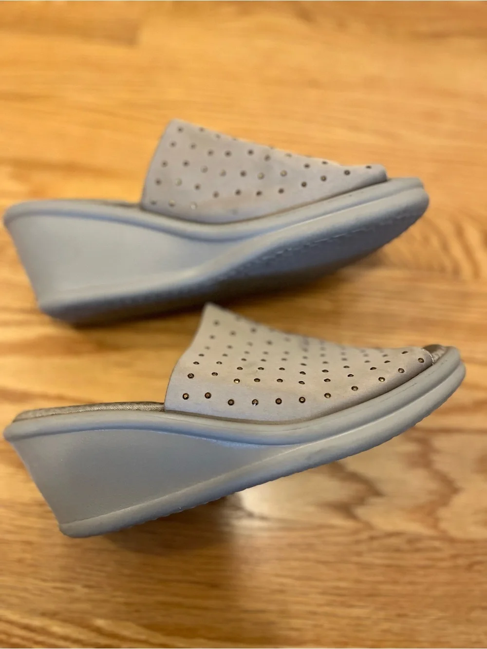 Skechers Gray Slip-On Comfort Slide Wedges
